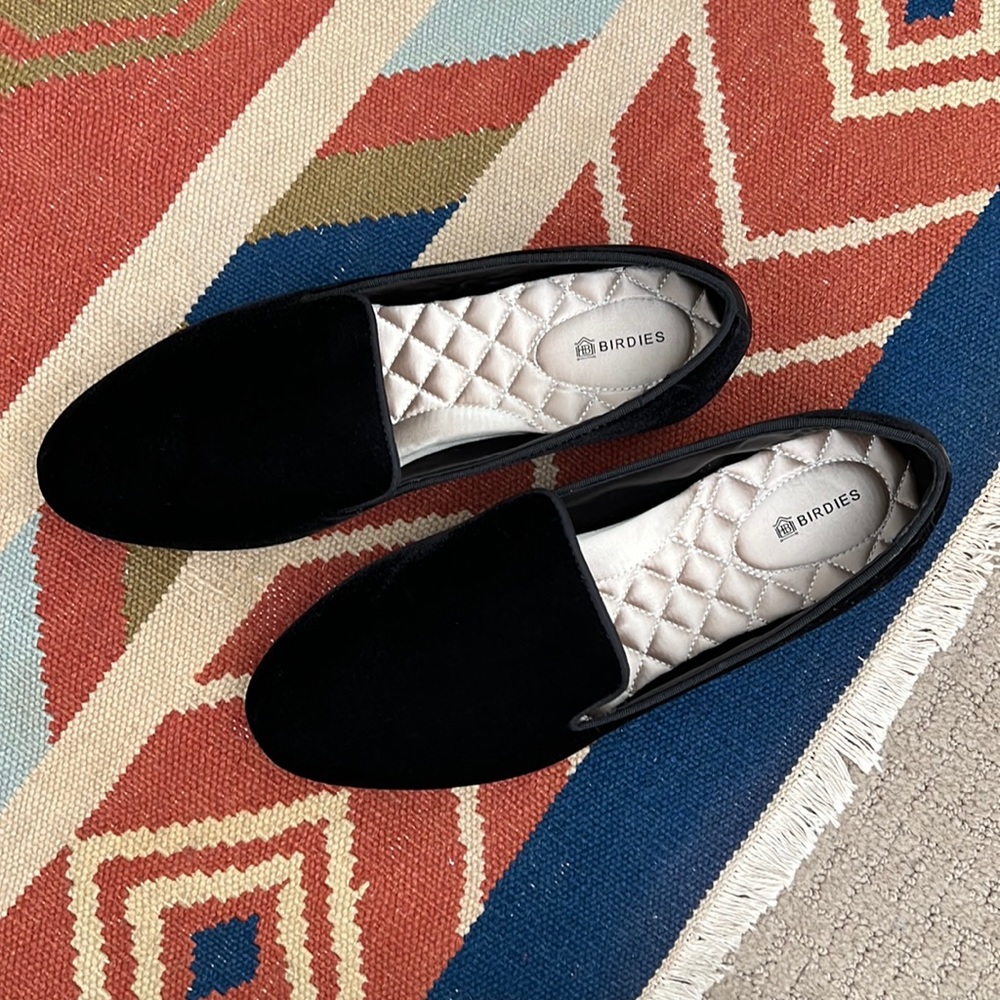 BIRDIES - NWOT THE STARLING BLACK VELVET FLAT SZ 9.5
